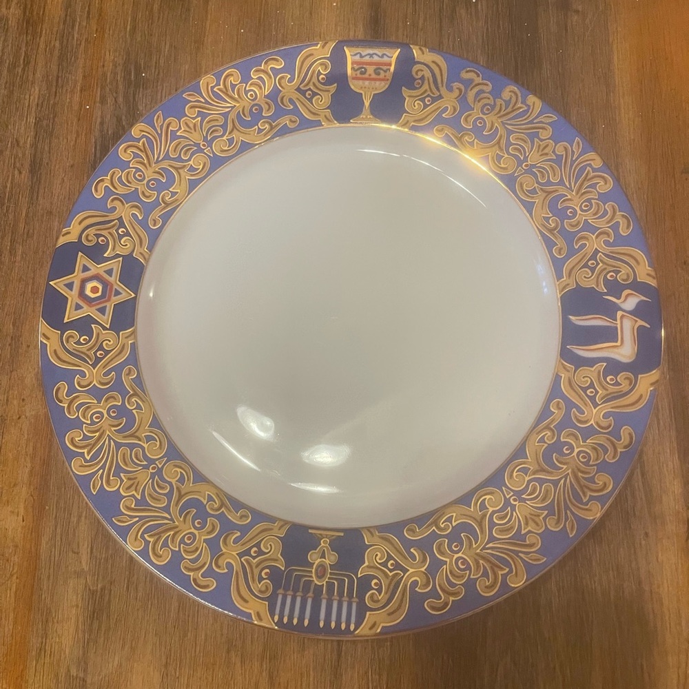 American Atelier 1 Salad Dessert Plate Celebrations #3355 Blue Gold Judaica